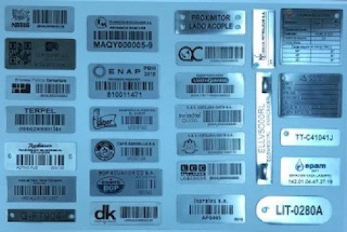 Placas metalicas para activos fijos industriales